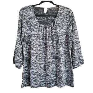 Jones New York Women's Gray Space Dye Pleated Sweater Size L